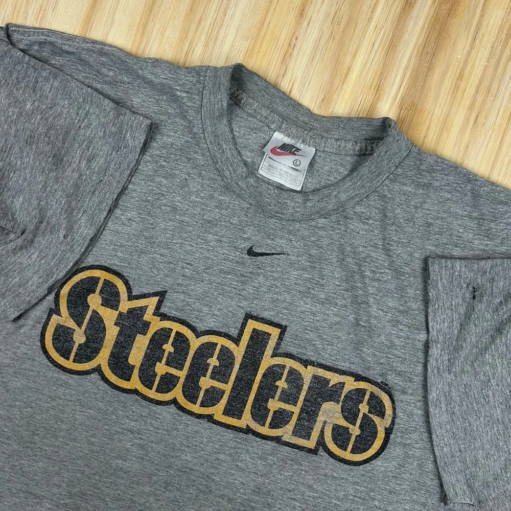 Vintage 90s‎ Nike Pittsburgh Steelers T Shirt Mens Sz L Center Check Worn Thin